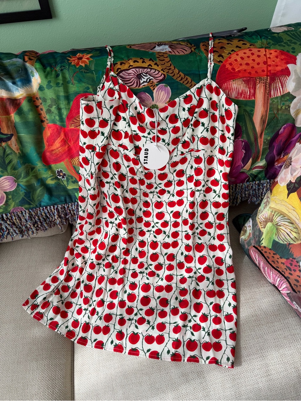 STAUD On The Vine tomato print Remington Dress NWT size 10